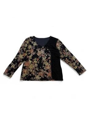 vintage y2k 2000s floral Asian inspired black top